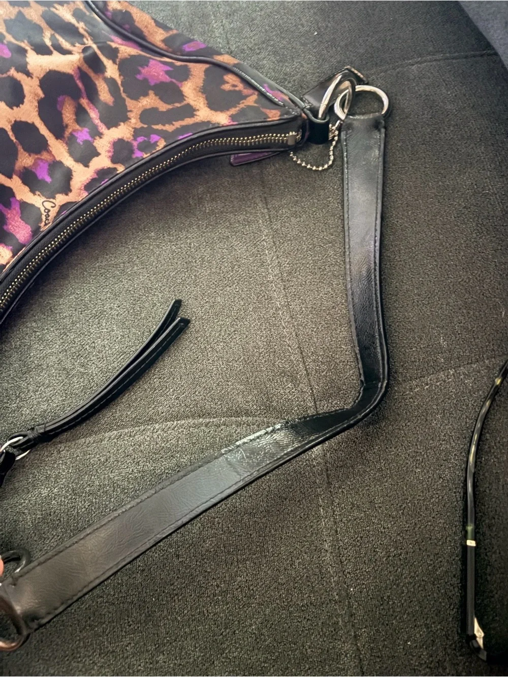 Coach Ocelot Leopard Print Shoulder Bag in Brown and Purple